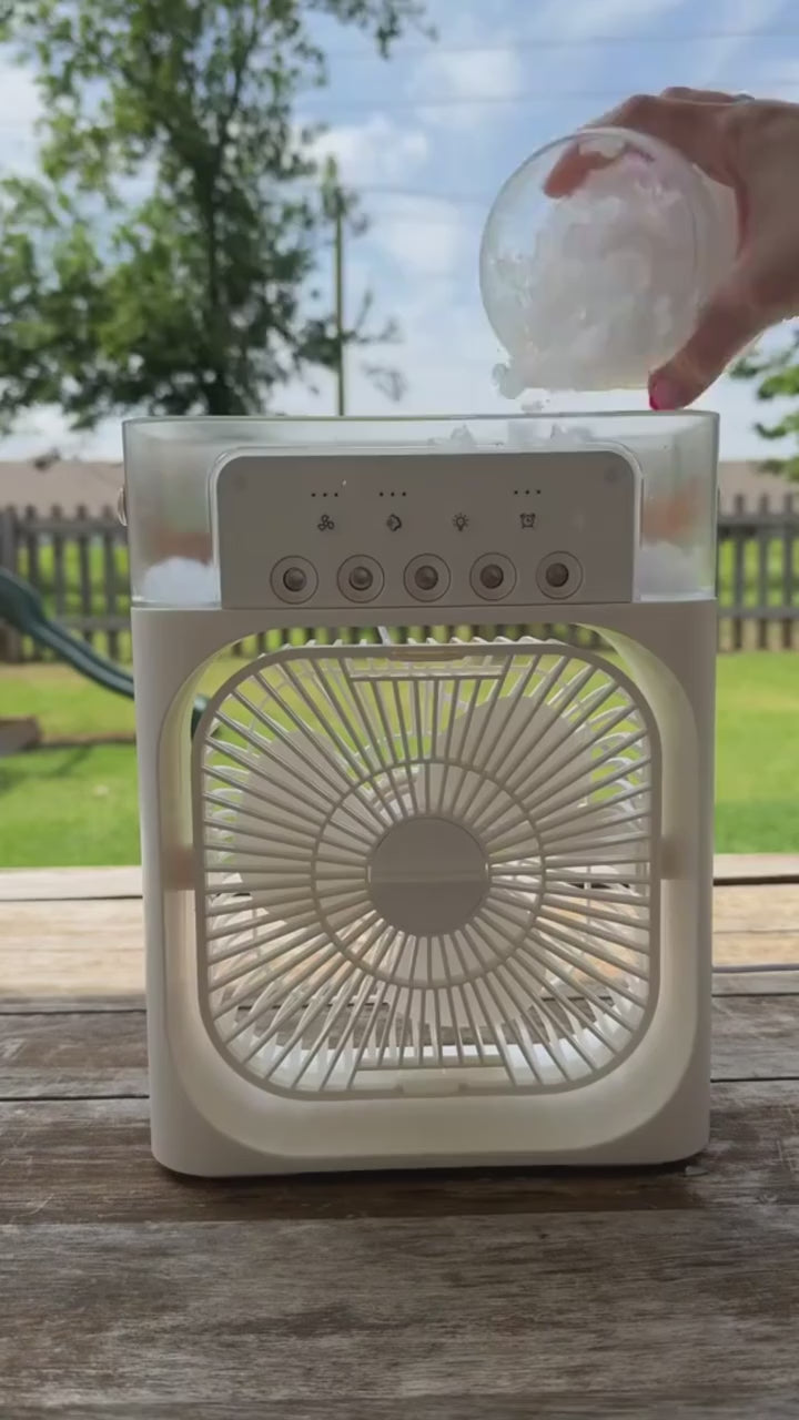 Fan And Humidifier, Portable Spray Cooling Fan with Carry Handle,