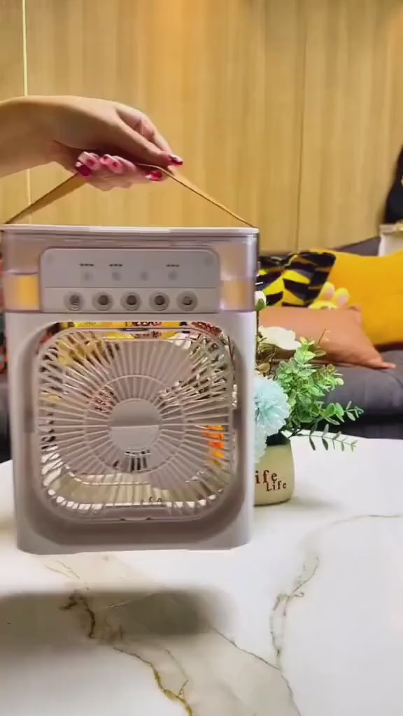 Fan And Humidifier, Portable Spray Cooling Fan with Carry Handle,